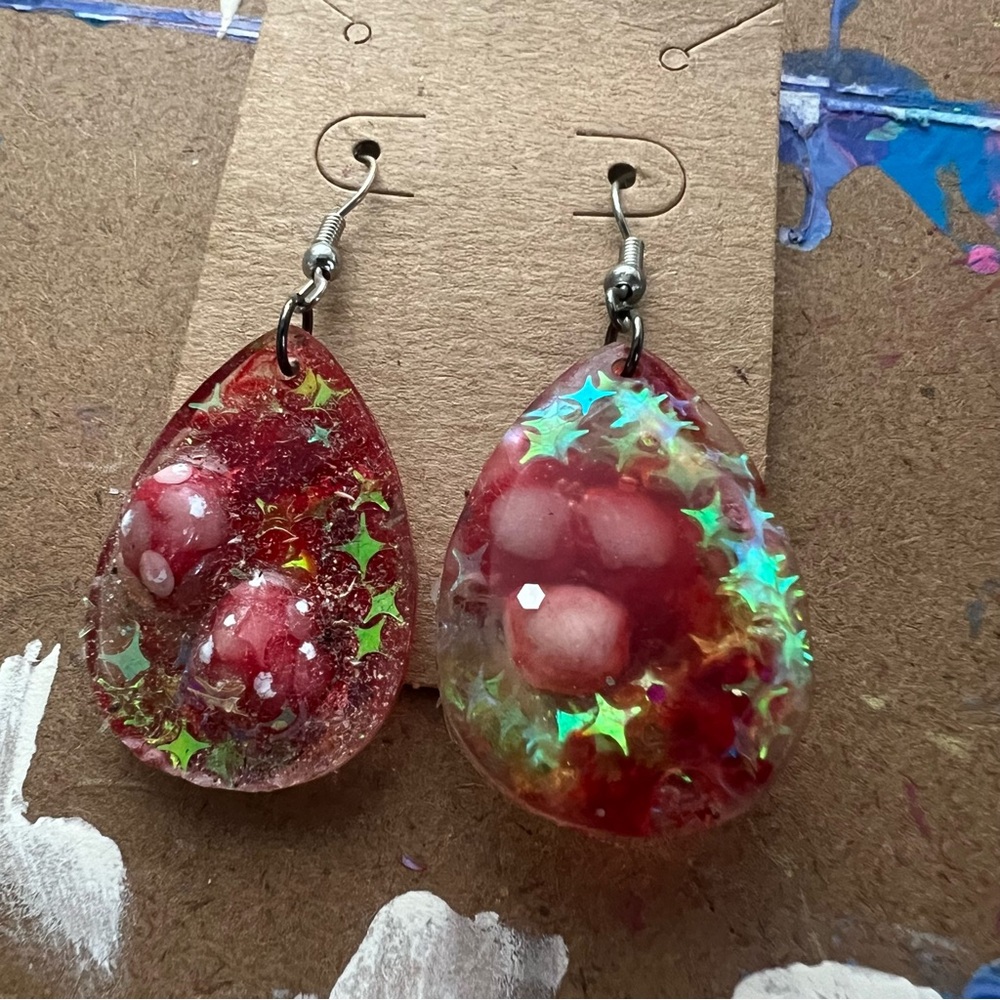 Red Shrooms Mushroom Earrings